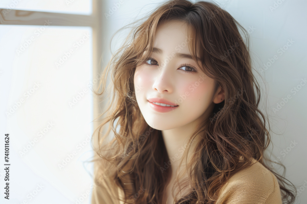ロングヘアの艶カールスタイル
