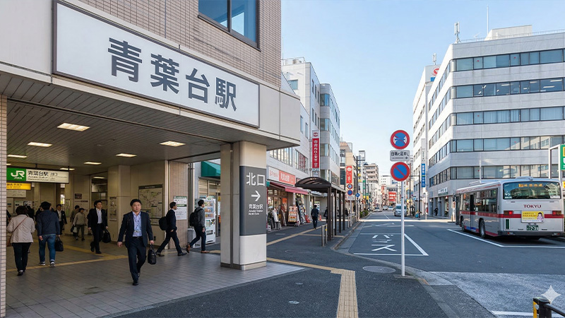 青葉台駅の北口を出た風景