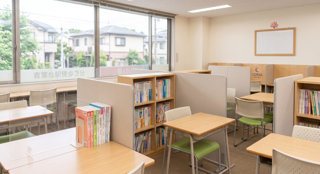 集中して学べる学習塾の教室内風景
